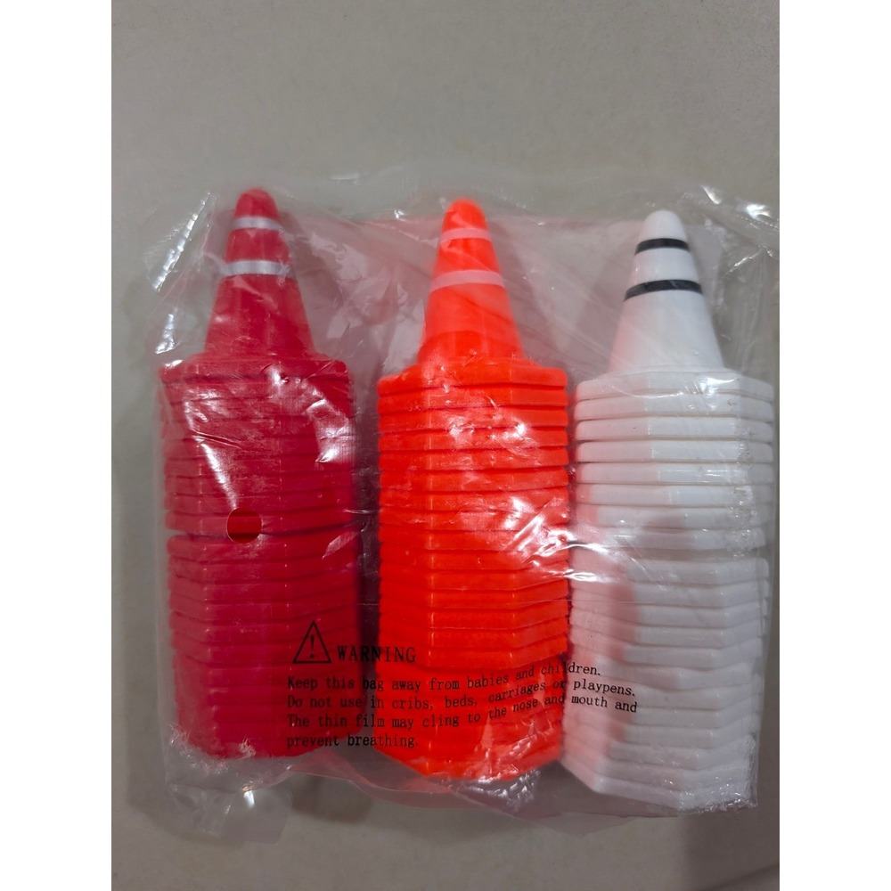 Top Race Traffic Cone 60 Piece Set Mini Plastic Multi Color Red Orange White New